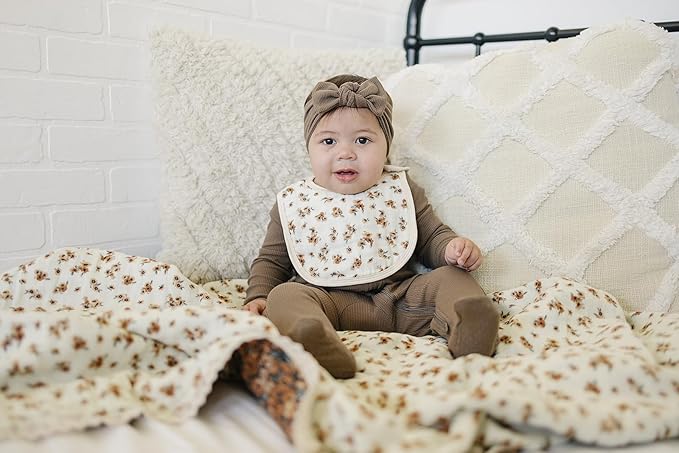 Mebie Baby Muslin Cotton Bib, 3 pack, Baby Bib Set for Burp, Spit Up, Drool, Bandana Bibs for Baby Boy or Baby Girl