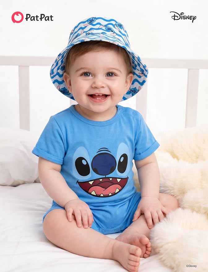 Disney Baby Boy's 2-Piece Romper and Sun Hat Outfit Set Newborn to Infant - Image 2