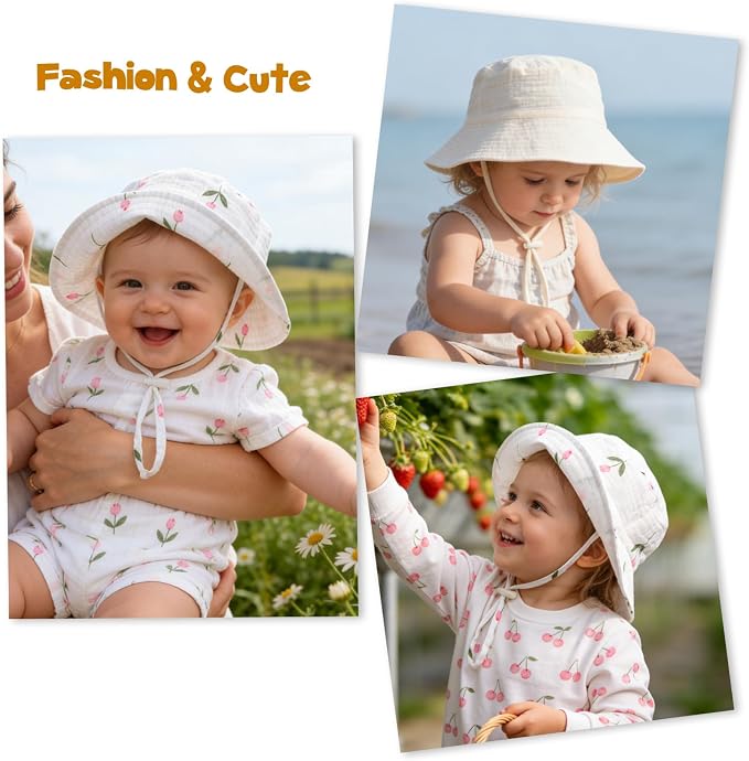 Baby Sun Hat Infant Toddler Summer Cotton Yarn Bucket Hat - Image 7