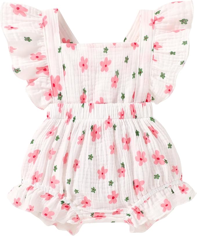 YOUNGER TREE Toddler Baby Girl Ruffled Sleeveless Romper Casual Summer Jumpsuit by YOUNGERTREE