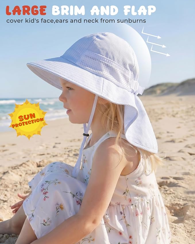 Toddler Baby Sun Hat Kids Summer Beach Essentials Adjustable Beach Hats - Image 3