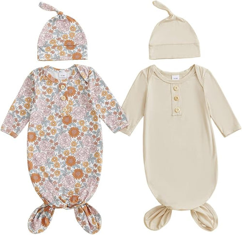 2-Pack Baby Sleeper knotted Gown Boy Girl Nightgown by Merqwadd