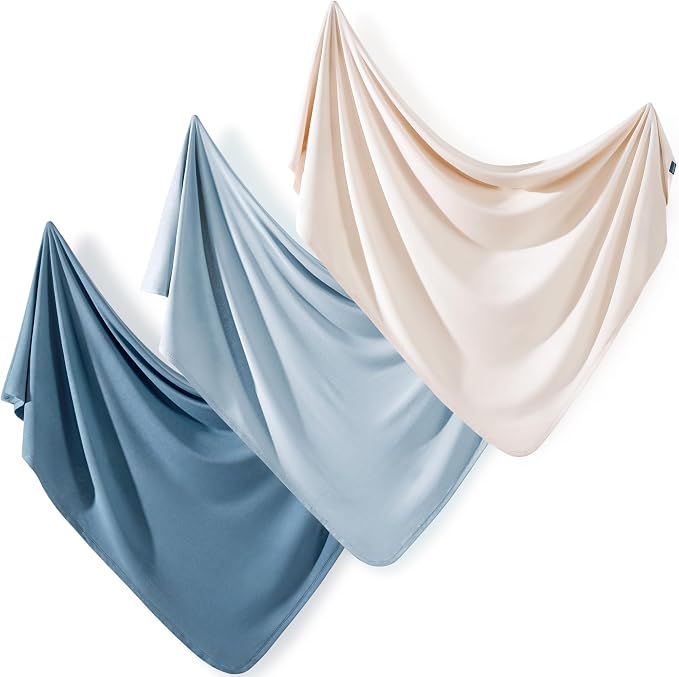 3 Pack Newborn Swaddle Blanket, Ultra Soft Stretchy Jersey Knit Extra Large by BUYNOW