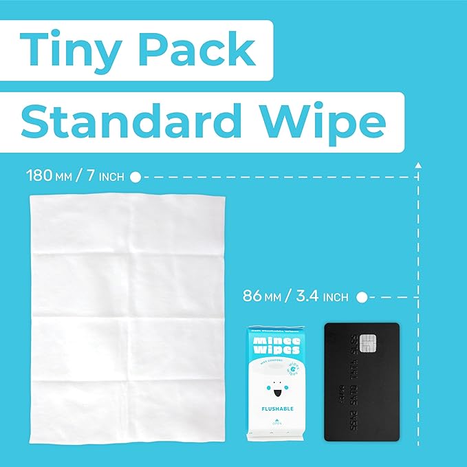 Impossibly Compact Travel Flushable Wipes - 99.5% Water and Aloe - Safe for Sensitive Skin, Hypoallergenic & Unscented - Travel Essentials for Adults, Kids & Baby Care - 8 Pack Total 48 Wipes