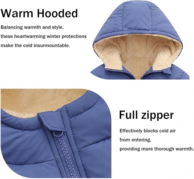 Baby Winter Coats Toddler Hooded Jackets Cotton Warm Lined Puffer Outerwear - Image 5