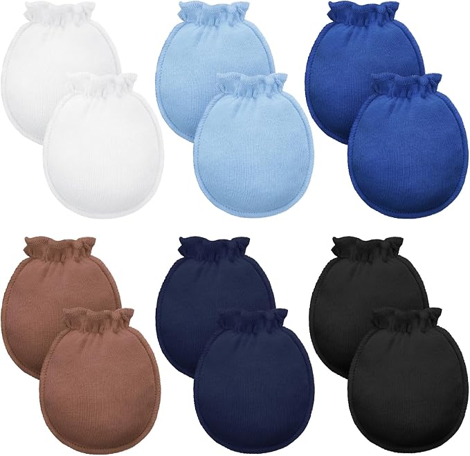 Syhood 6 Pairs Newborn Baby Mittens Cotton No Scratch Infant Gloves Elastic by Syhood