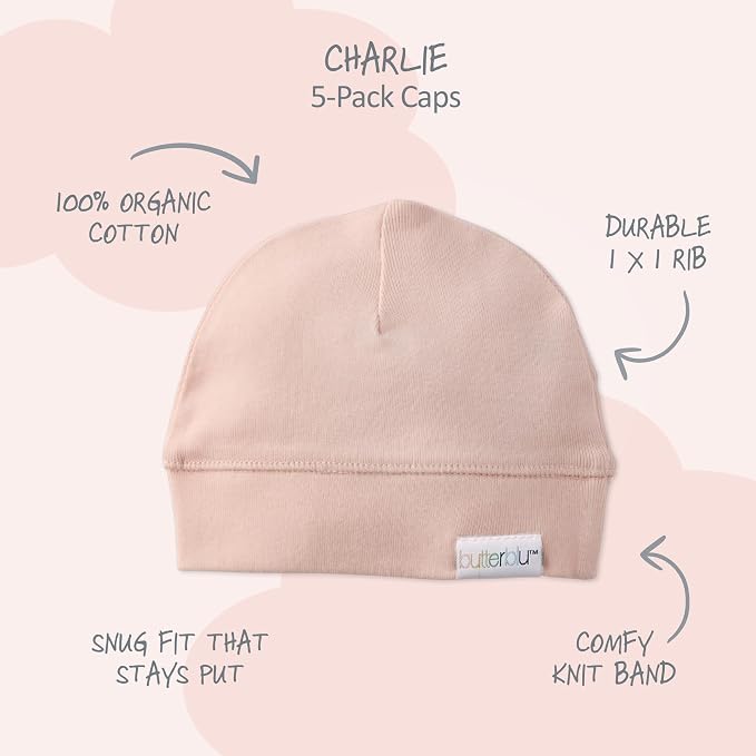 Charlie 5-Pack Caps 100% Organic Cotton Beanie Hats | GOTS certified Organic - Image 3