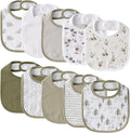 10 Pack Cotton Snap Bibs for Baby Boy Girl, Super Soft Drool Bibs for Teething by EgmaoBaby