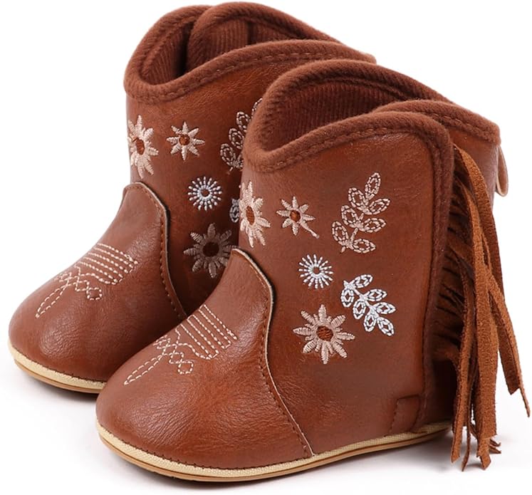 HsdsBebe Baby Boys Girls Western Cowboy Boots Infant Moccasins High Top Booties by HsdsBebe