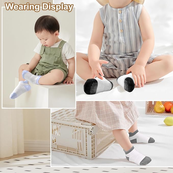 GRPSKCOS Non Slip Toddler Baby Socks 12 Pairs Anti Skid Ankle Socks - Image 2
