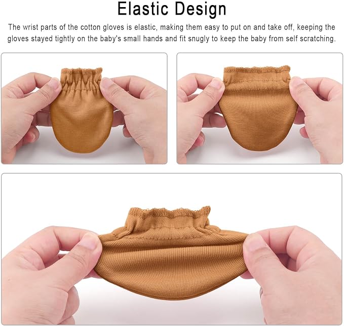 BQUBO 12 Pairs Baby Mittens Newborn Infant Mittens No Scratch Cotton Elastic - Image 5