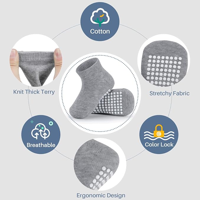 Baby Non-Slip Ankle Socks 12 Pack Soft Cotton - Image 4