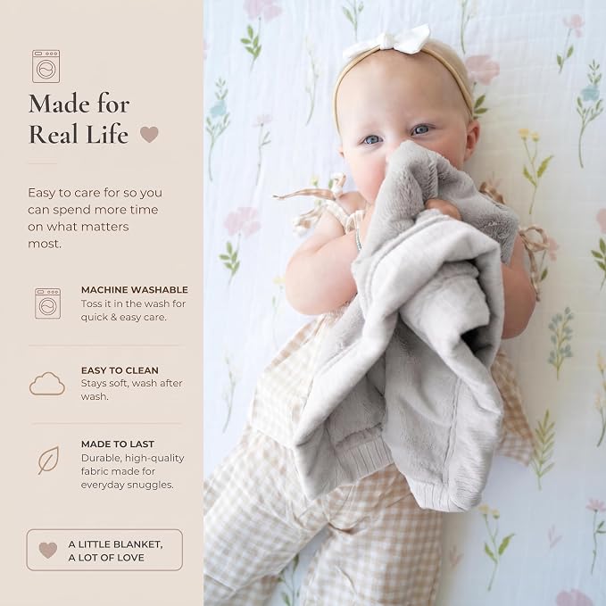 Saranoni Security Blanket Soft Baby Blanket Lush Luxury Feather Gray 15x20 | - Image 7