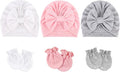 BQUBO Newborn Girls Hats Baby Hat and Mittens Set Infant Caps Bow Hospital by DRESHOW