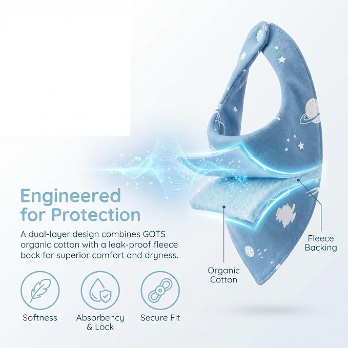 Soft Cotton Bandana Bibs, Absorbent Triangular Drool Bibs - Image 6