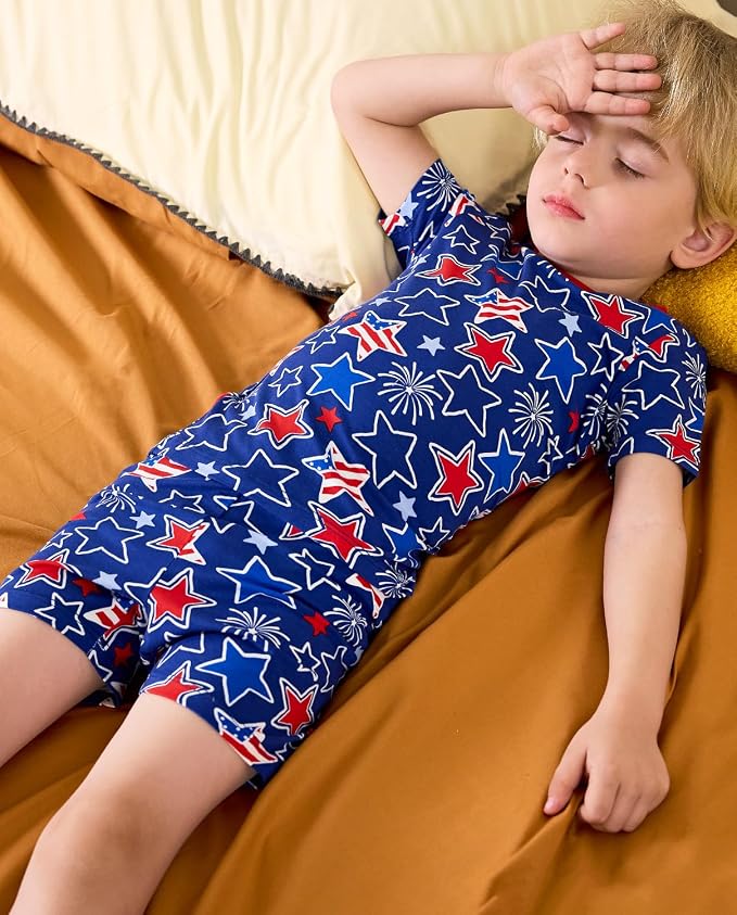 babee Reshinee Bamboo Viscose Toddler Boys Pajamas Set, Short Sleeve Kids - Image 5