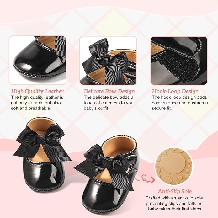 KIDSUN Infant Baby Girls Mary Jane Shoes Non-Slip Rubber Sole Ballet Slippers - Image 3