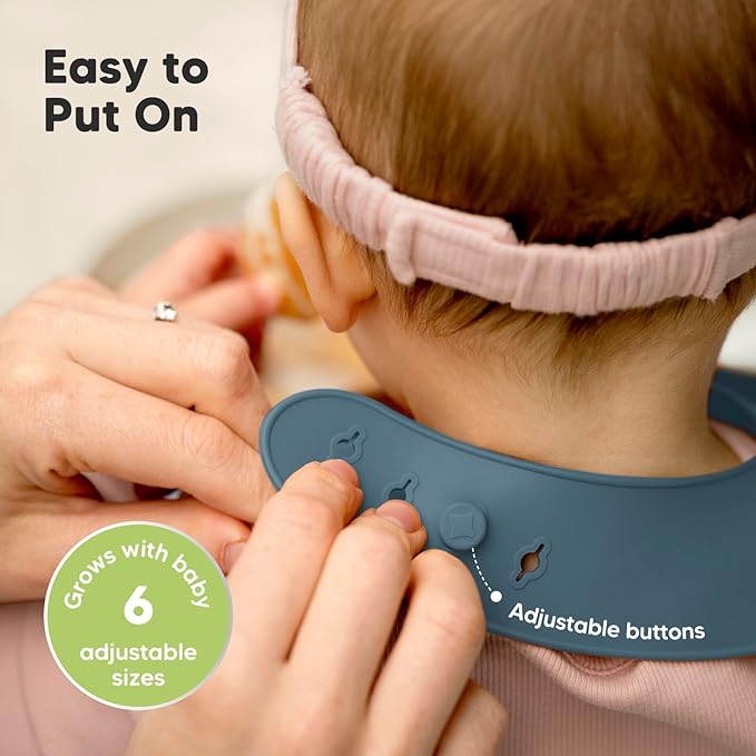 KeaBabies 2-Pack Silicone Baby Bibs for Eating - Sturdy Food-Grade Silicone Bibs for Babies Girl, Boy, Large Food Catcher, Clean & Put On Easily, Waterproof Toddler Feeding Essentials (Valiant)