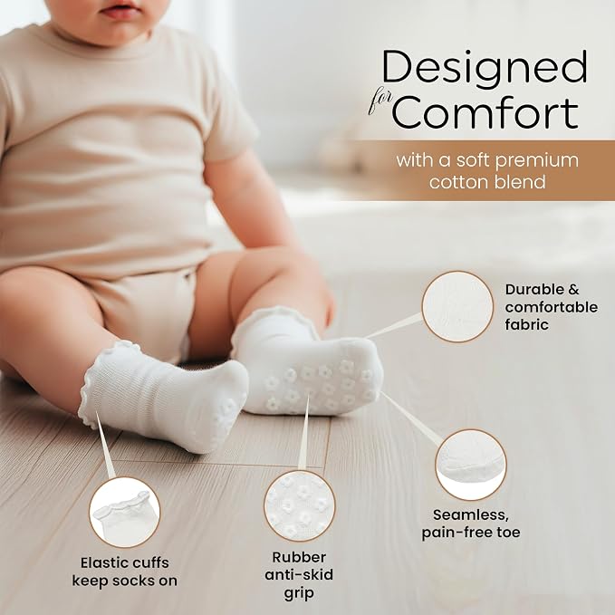 Organic Cotton Blend Ruffle Toddler Socks 6M-12M-2t-3t-4t-5t Gift - Image 2