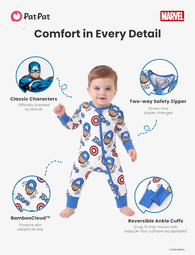 Disney Baby Viscose Made from Bamboo 2-Way Zipper Footie Outfit NB to Inf - Image 6