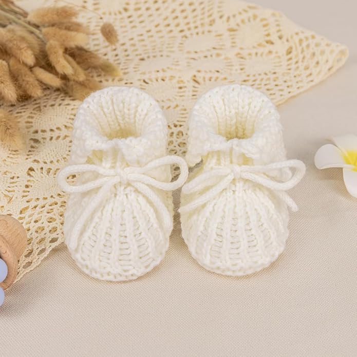 Meckior Baby Booties Newborn First Walkers Cozy Shoes Warm Hand Crochet Knit - Image 5