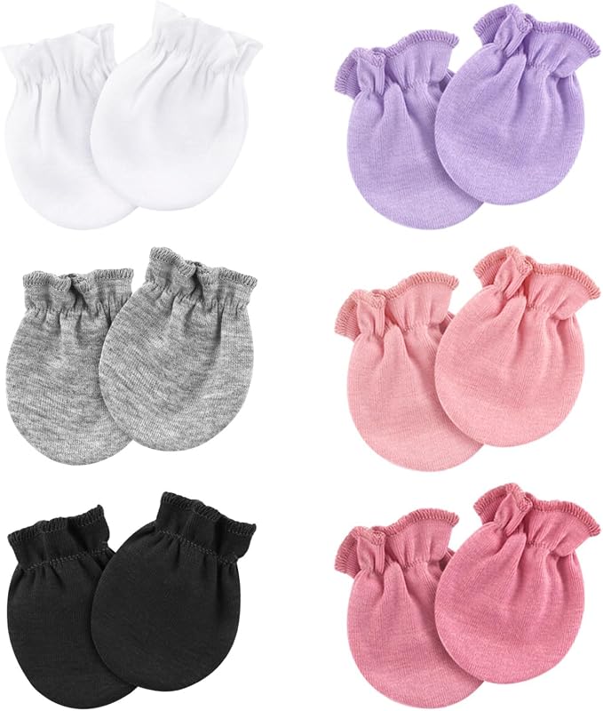 AQOKKA Newborn Baby Mittens No Scratch Cotton Elastic Wrist Gloves Infant by AQOKKA