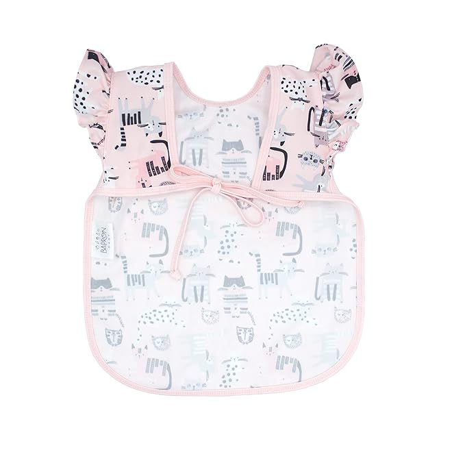 BapronBaby Kitty Bapron - No Neck Tie Safer Bib for Baby & Toddler - Soft Waterproof Stain Resistant - Machine Washable - Sz Baby/Toddler 6m-3T