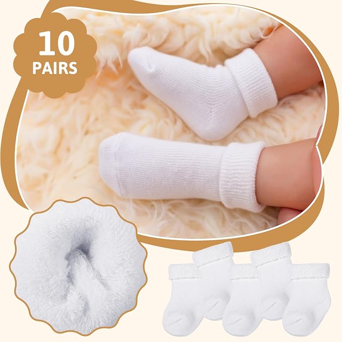 Twistover 10 Pairs Preemie Cotton Turn Cuff Socks - Image 3