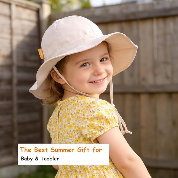 Baby Girl Sun Hat with UPF 50+ Outdoor Adjustable Toddler Beach Hat with Wide - Image 4