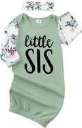 AMAWMW Newborn Baby Girl Little Sister Sleeper Gown Stripe Long Sleeve by AMAWMW