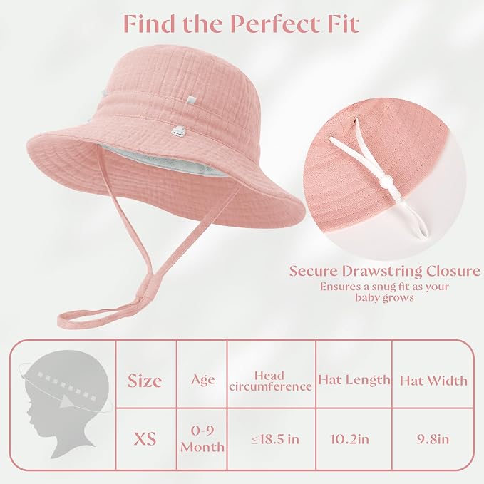 Play Tailor 2 Pack Newborn Baby Sun Hat Breathable Muslin Cotton Cap 0-24M | - Image 6