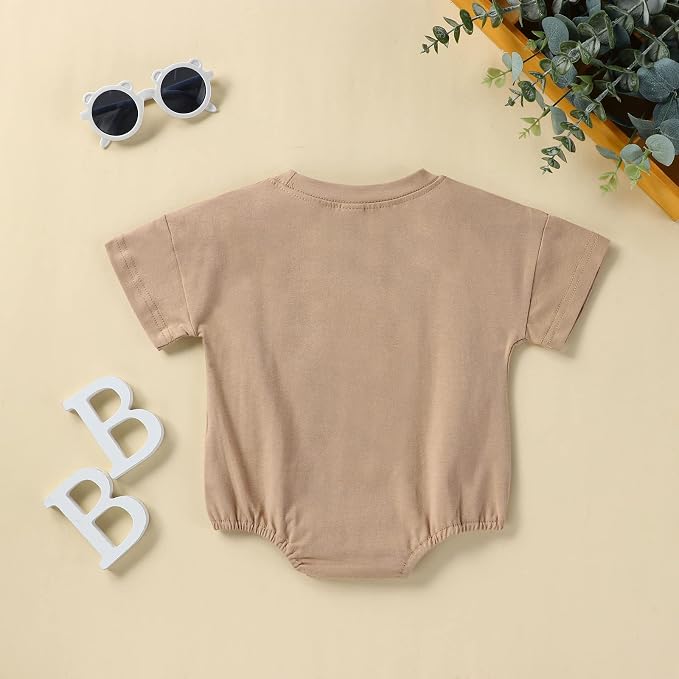 Baby Boy Girl Bubble Romper Infant Plain Oversize T-shirt Bodysuit - Image 4