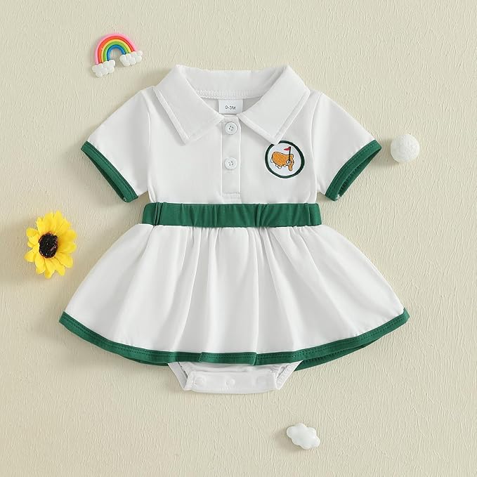 Toddler Baby Girl Golf Outfit Short Sleeve Romper Dress Onesie Infant Newborn - Image 3