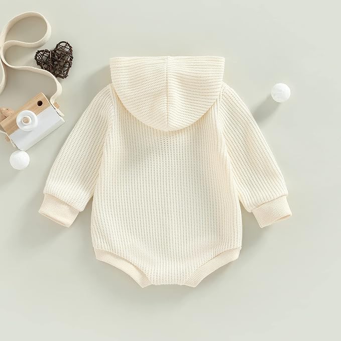 Thorn Tree Newborn Baby Boys Hooded Sweatshirt Long Sleeve Solid Romper Infant - Image 4