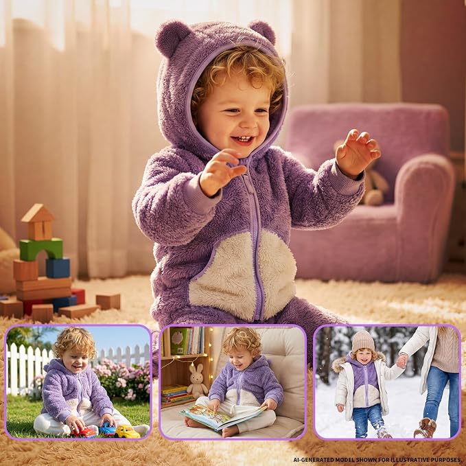 Baby Girl Winter Warm Fleece Jacket Toddler Boy Sherpa Infant Sweater Coat | - Image 2