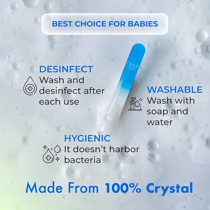 Crystal Baby Nail File 2 in, Gentle and Safe for Delicate Glass Nails File, Hygienic and Durable, Perfect for Newborns and Infants, Ideal for Stress Free Nail Trimming
