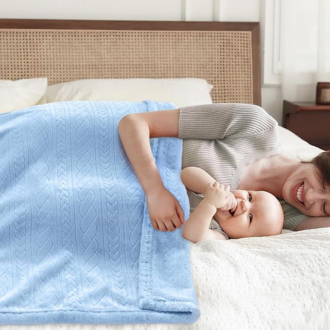 BORITAR 3D Fleece Baby Blanket for Boys 30 x 40 Inch Baby Blue | Soft Fluffy - Image 5