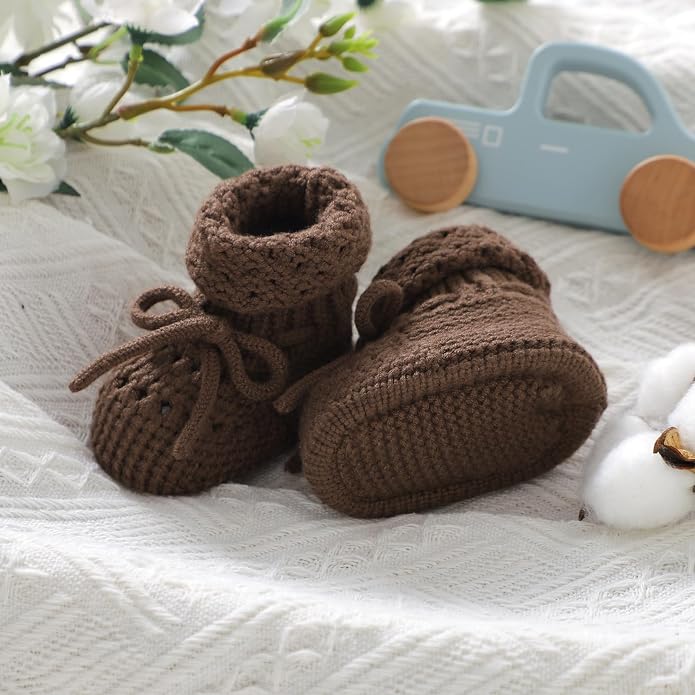 Baby Booties 100% Cotton Knitted Newborn First Cozy Warm Crib Shoes - Image 7