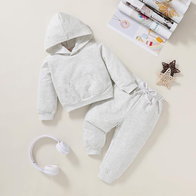Happy Town Baby Fall Outfits for Girl Boy Long Sleeve Hoodie Top and Long - Image 2