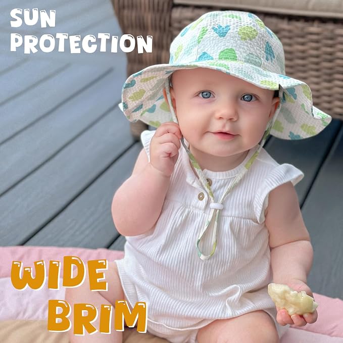 HONGTEYA Baby Sun Hat Wide Brim Adjustable Toddler Beach Bucket Hat | Soft - Image 3