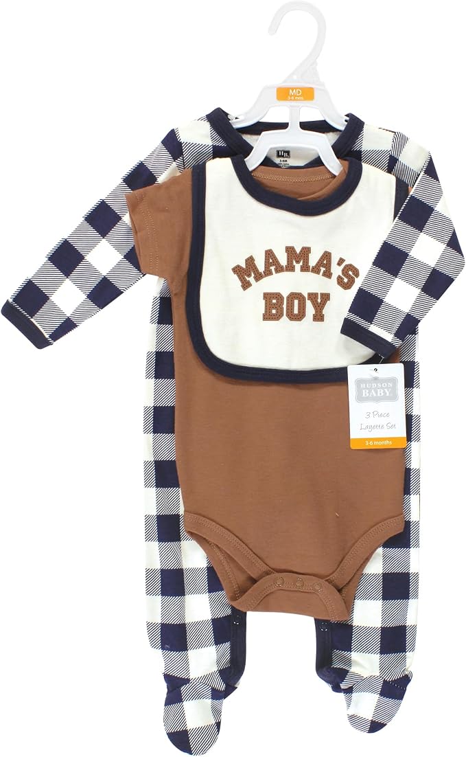 Hudson Baby Unisex Cotton Sleep and Play, Bodysuit and Bandana Bib Set - Image 2