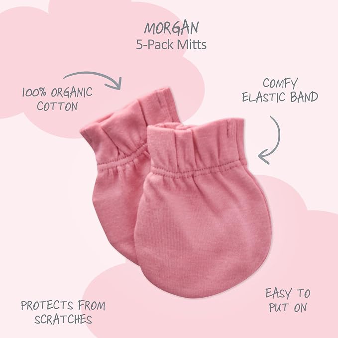 Butterblu Morgan 5-Pack Mitts 100% Cotton No Scratch Mitten Gloves | GOTS - Image 2