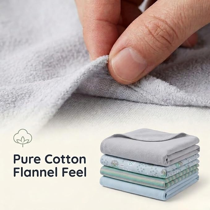EVERYDAY KIDS 4 Pack Soft Flannel Receiving Blanket Set - Image 5