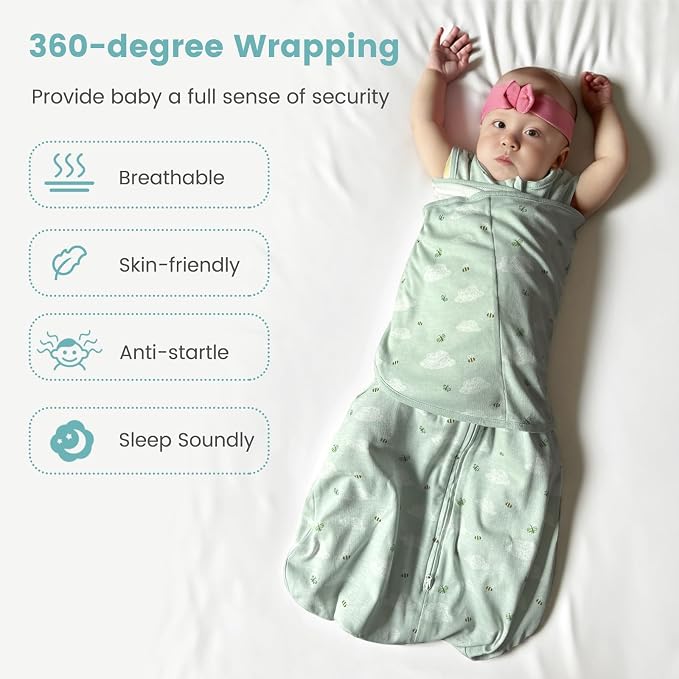 Baby Swaddle Sleep Sack, 1.0 Tog New-Parent-Friendly Swaddle - Image 5