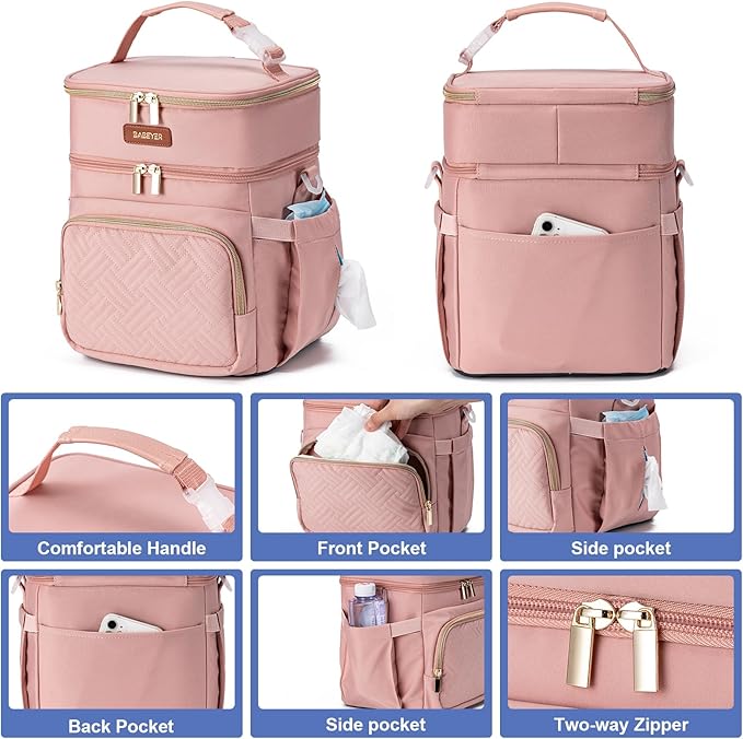 Insulated Breastmilk Cooler Bag with Ice Pack - Holds 6x9oz Bottles, Leakproof Double Layer, Bottle Cooler Bag with Adjustable Strap for Nursing Moms, Daycare & Travel