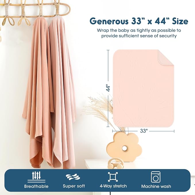 Newborn Swaddle Blanket, Ultra Soft Stretchy Jersey Knit Receiving Blankets 2 - Image 3