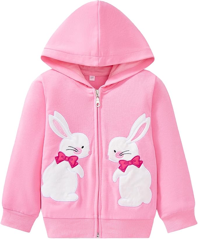 Baby Girl Zip-up Jacket Rainbow Unicorn Cotton Hoodie Sweatshirt Toddler Fall by Popshion