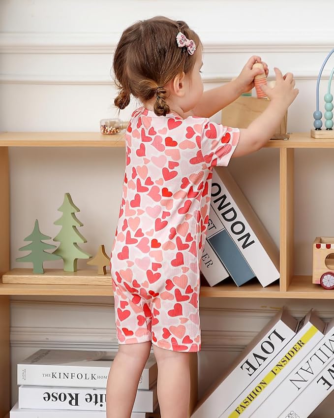Bafeicao Baby Girl 2 Pack Bamboo Viscose Sleeper Romper | Short Sleeve - Image 3