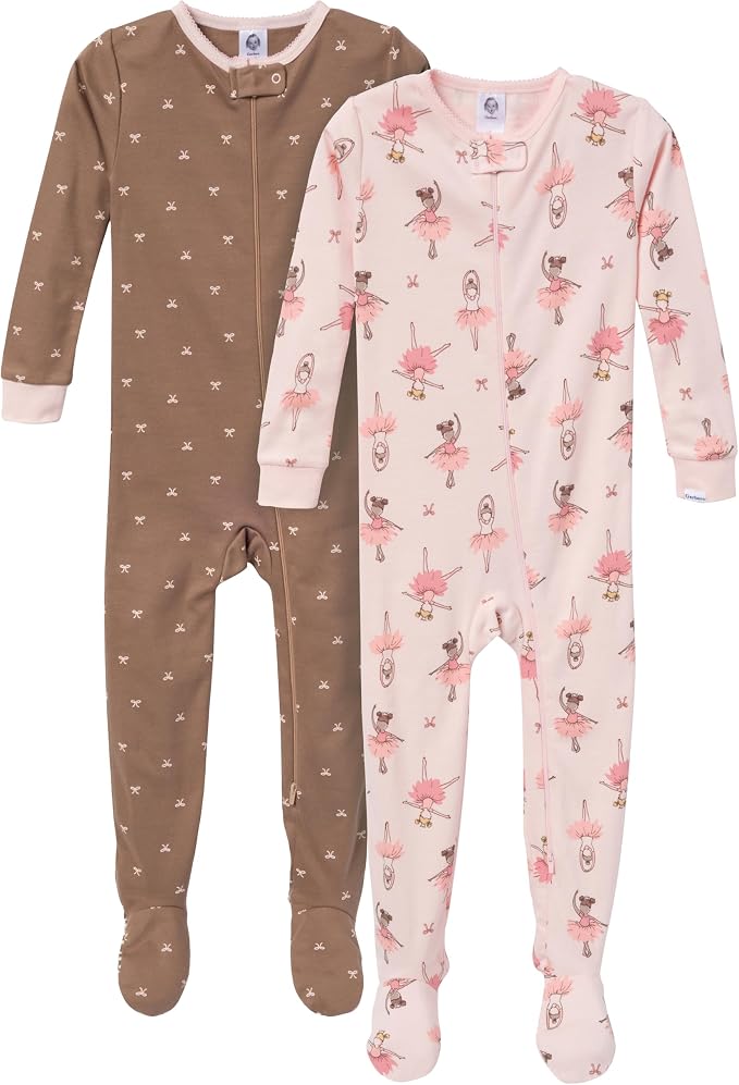 Gerber Baby Girls 2-Pack Footed Pajamas by Gerber