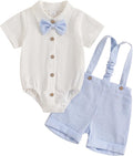 PUHHAPIEY Baby Boy Gentleman Wedding Outfit Dress Romper Suspender Pants | 0 3 by PUHHAPIEY